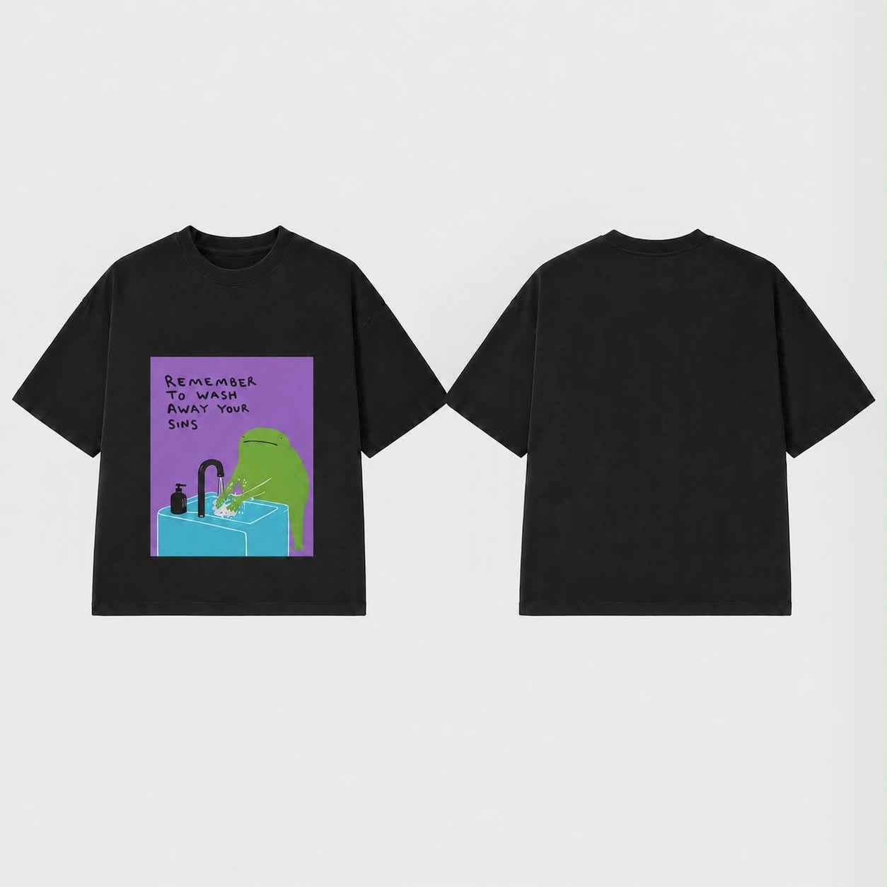 Wash Away Tee, original front and back views